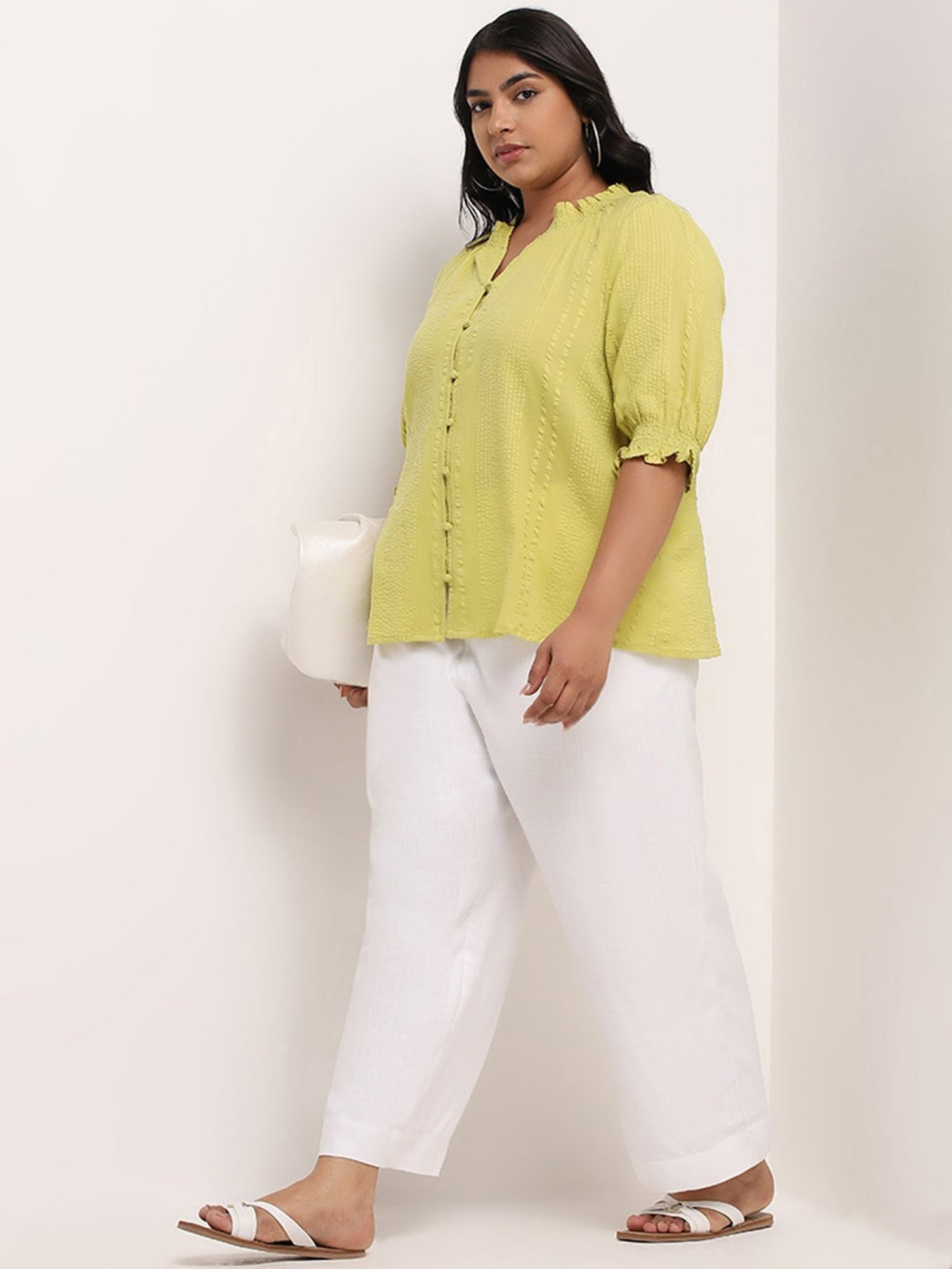 Gia by Westside Lime Ribbed Top