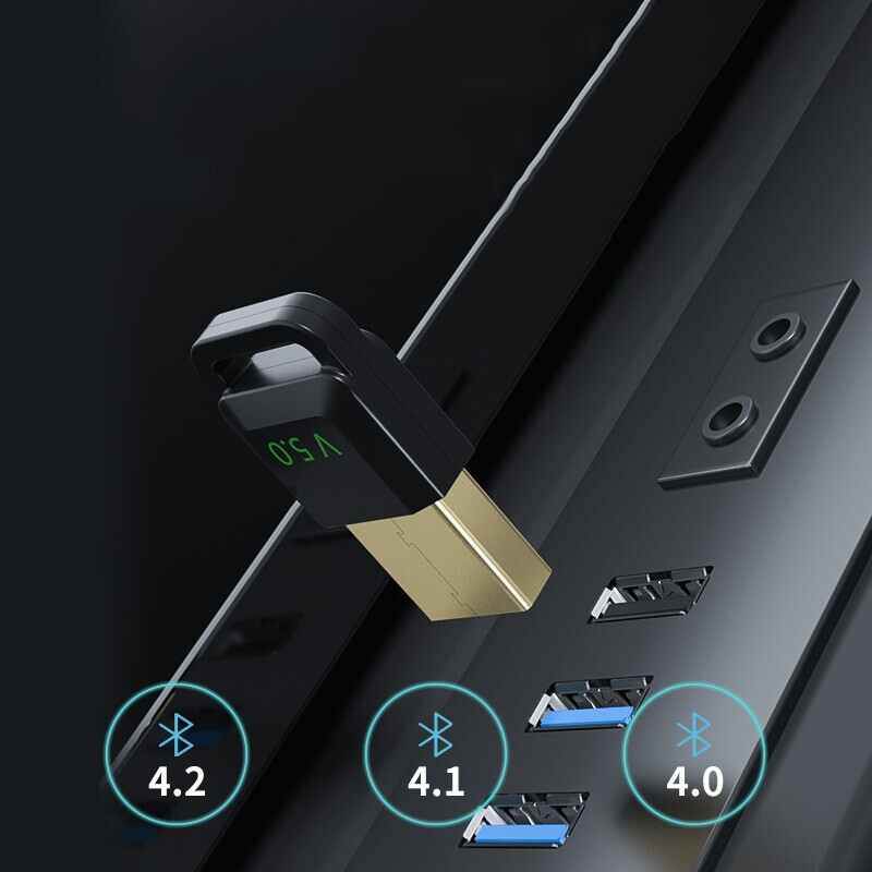 LLANO Bluetooth Adapter USB Bluetooth Dongle 5.0 Receiver Techkey Wireless Transfer for Notebook Laptop PC Computer