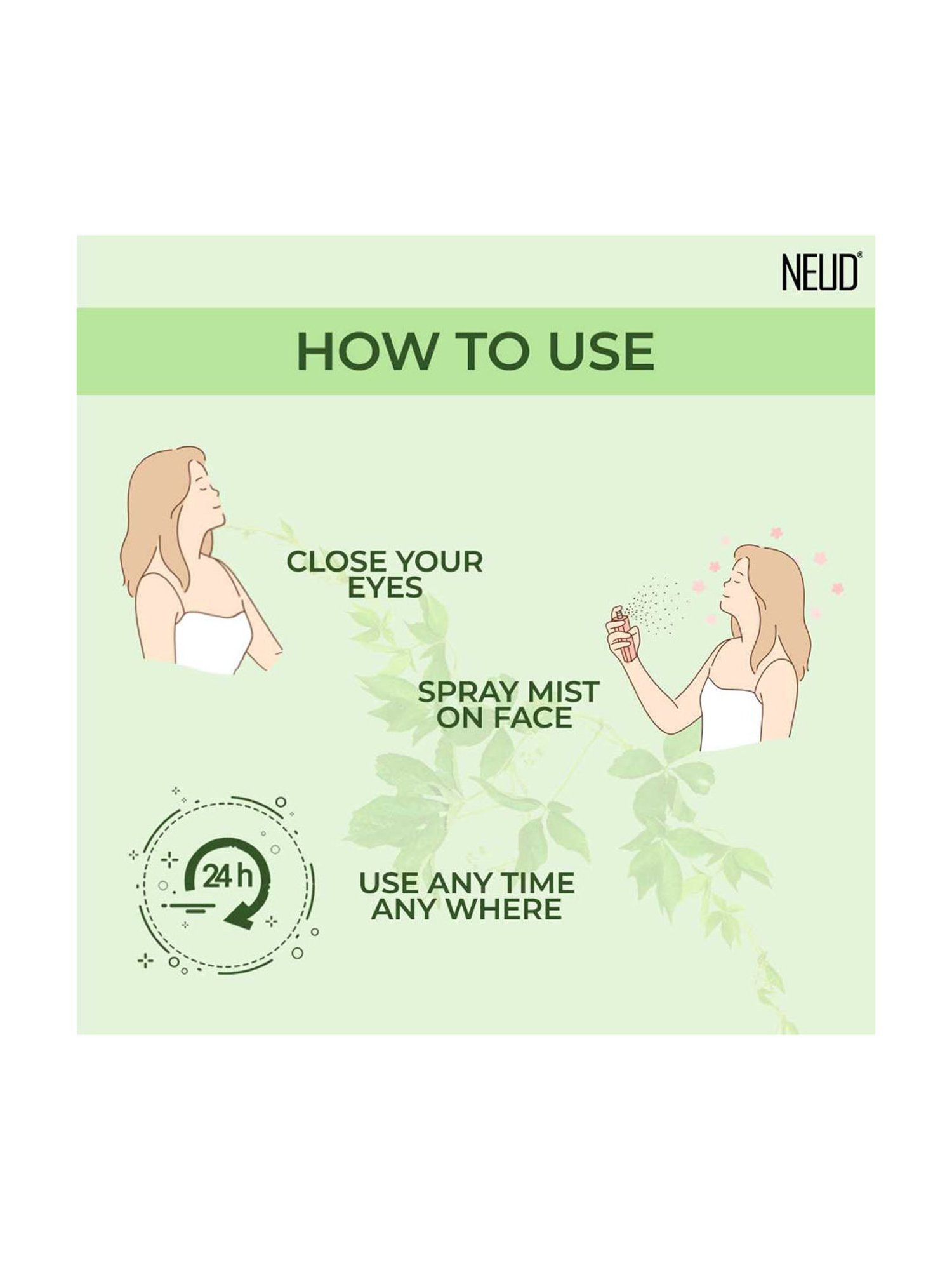 NEUD Green Tea Facial Mist Spray for Dehydrated & Irritated Skin - 100 ml Each (Pack of 2)