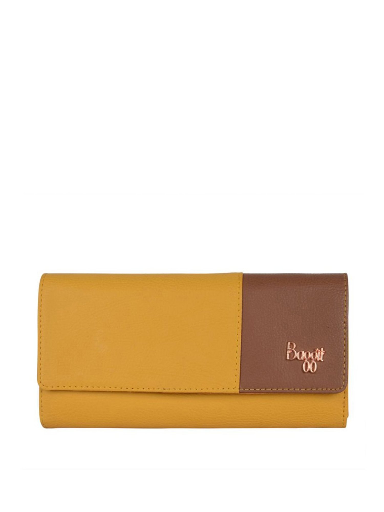 Baggit Yellow Color Block Tri-Fold Wallet for Women