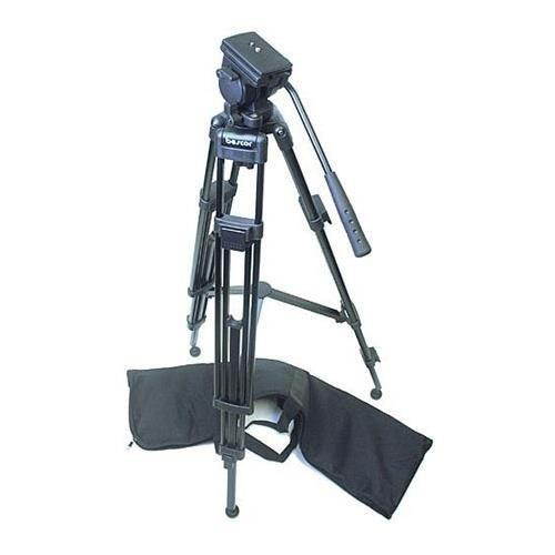 Bescor TH-770 3-section Aluminum Tripod with 65mm Ball Base Fluid Head - Black