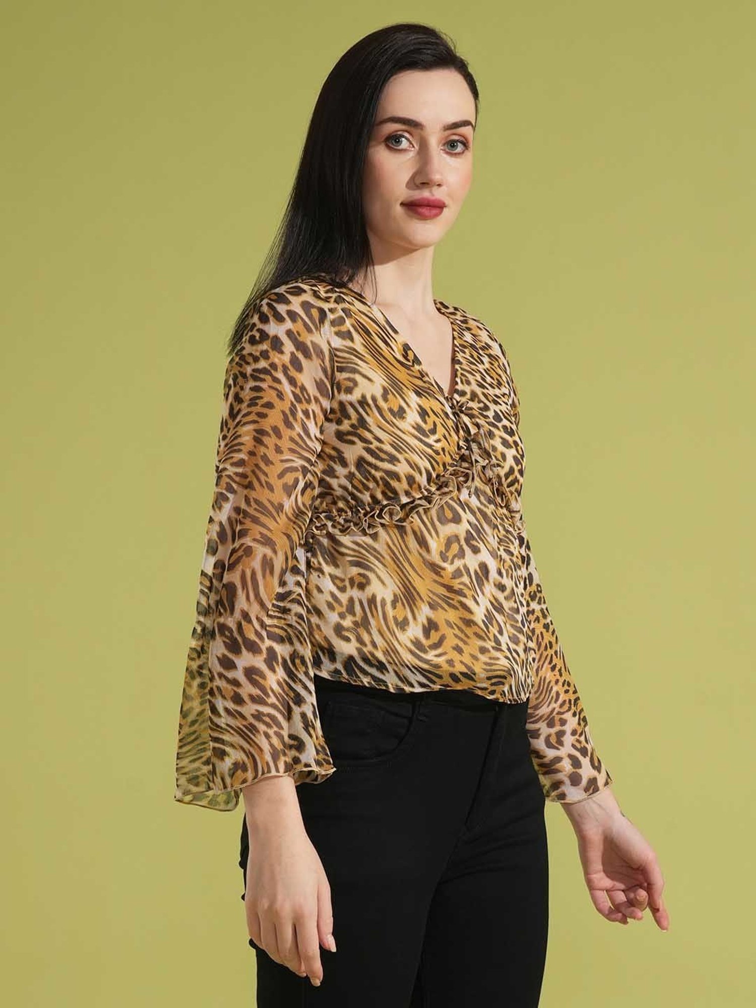 Globus Brown Animal Print Top