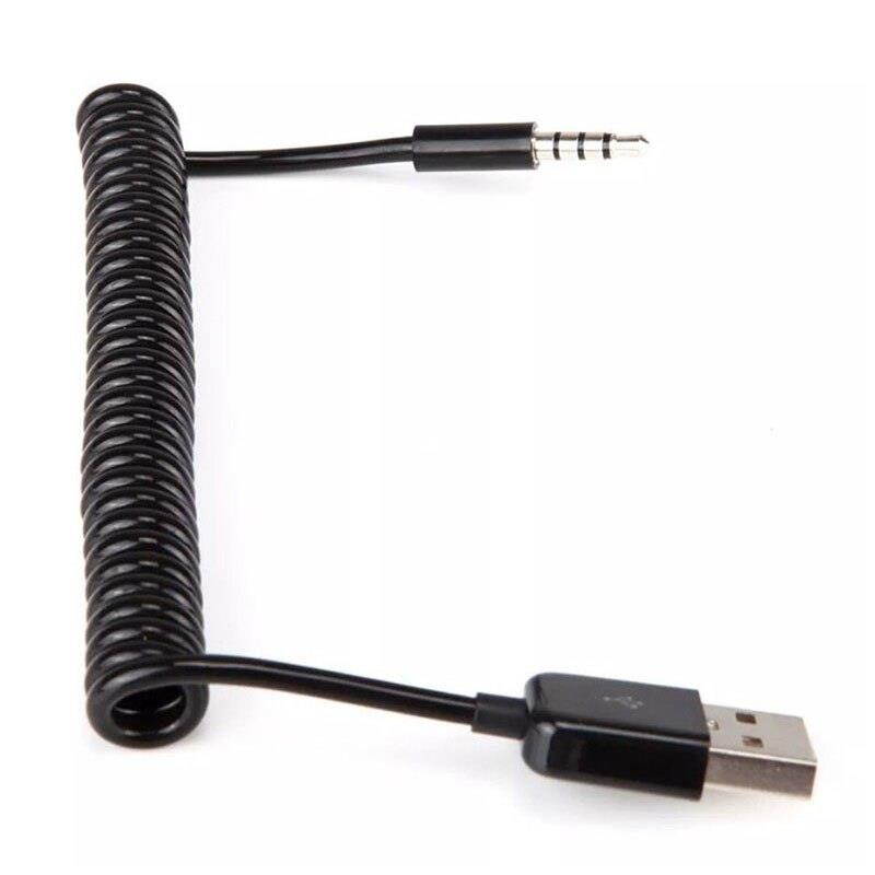 1M 3Ft Spiral Coiled USB A Male to 3.5mm 4 Pole Plug Premium Extension Cable 1M