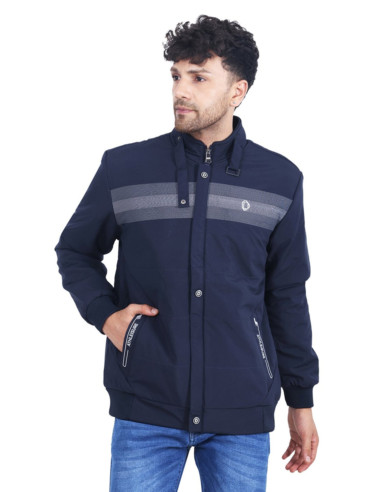 Dollar Navy Regular Fit High Neck Jacket