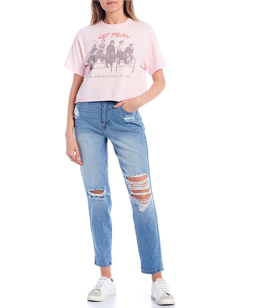 Celebrity Pink High Rise Destructed Mom Jeans