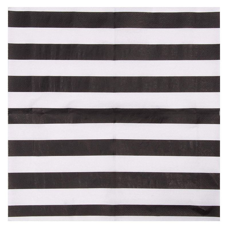 Blue Panda 150-Pack Disposable Paper Napkin 6.5" Kids Birthday Party Supplies Black White Striped
