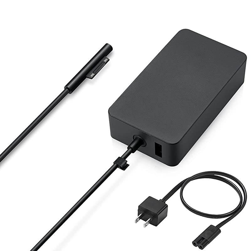 Pro Charger, 65W 15V 4A Power Adapter for Microsoft Pro 3/4/5/6/7/X, Compatible for Both Microsoft Book Laptop/Tablet, New Pro Charger with USB Charging Port