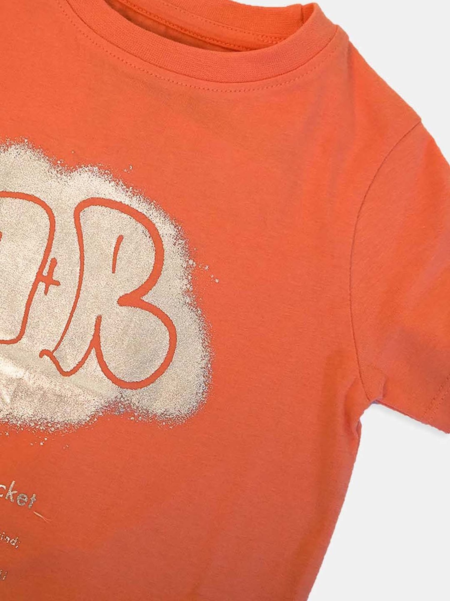 Angel & Rocket Kids Orange Cotton Printed T-Shirt