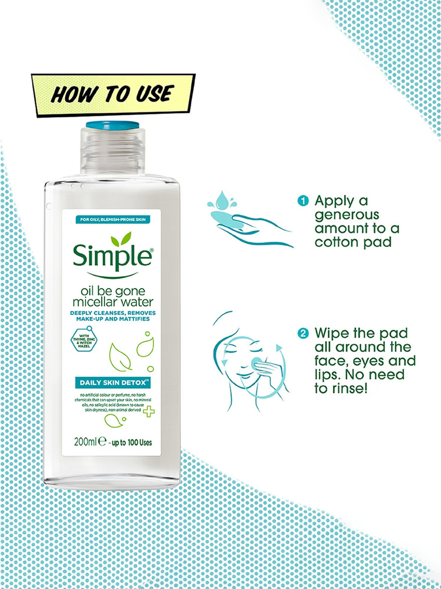 Simple Daily Skin Detox Oil Be Gone Micellar Water - 200 ml