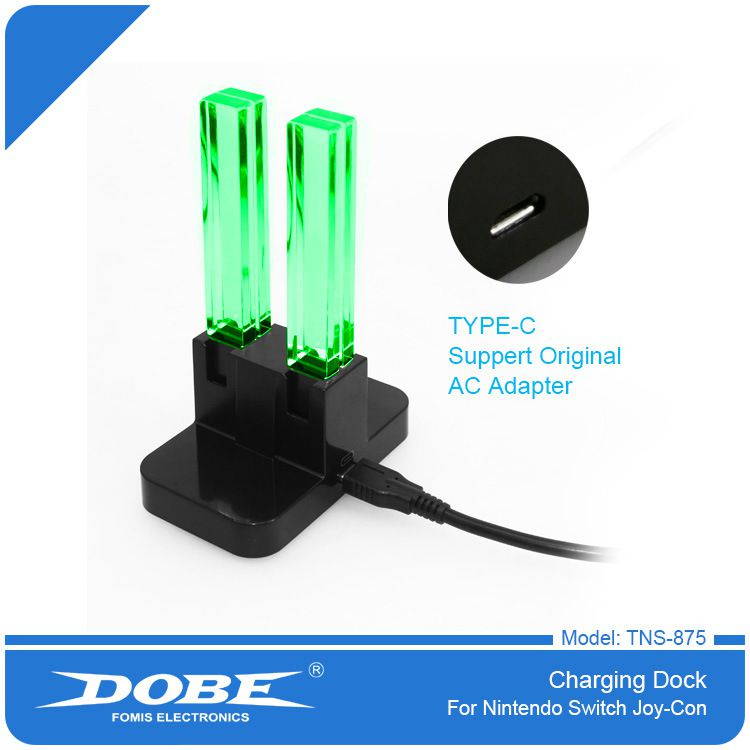 Four Charging Dock for Switch Jon-con With Small Handle and Colorful Light Column