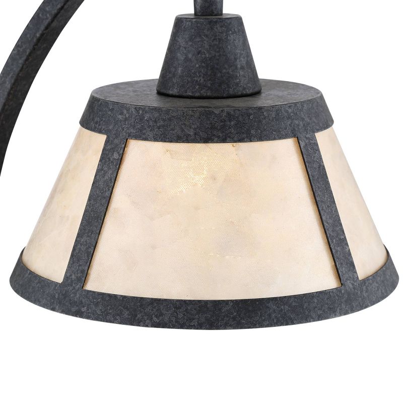 Franklin Iron Works Rustic Farmhouse Desk Table Lamp with USB and AC Power Outlet in Base Gray Wash Mica Shade for Bedroom Office