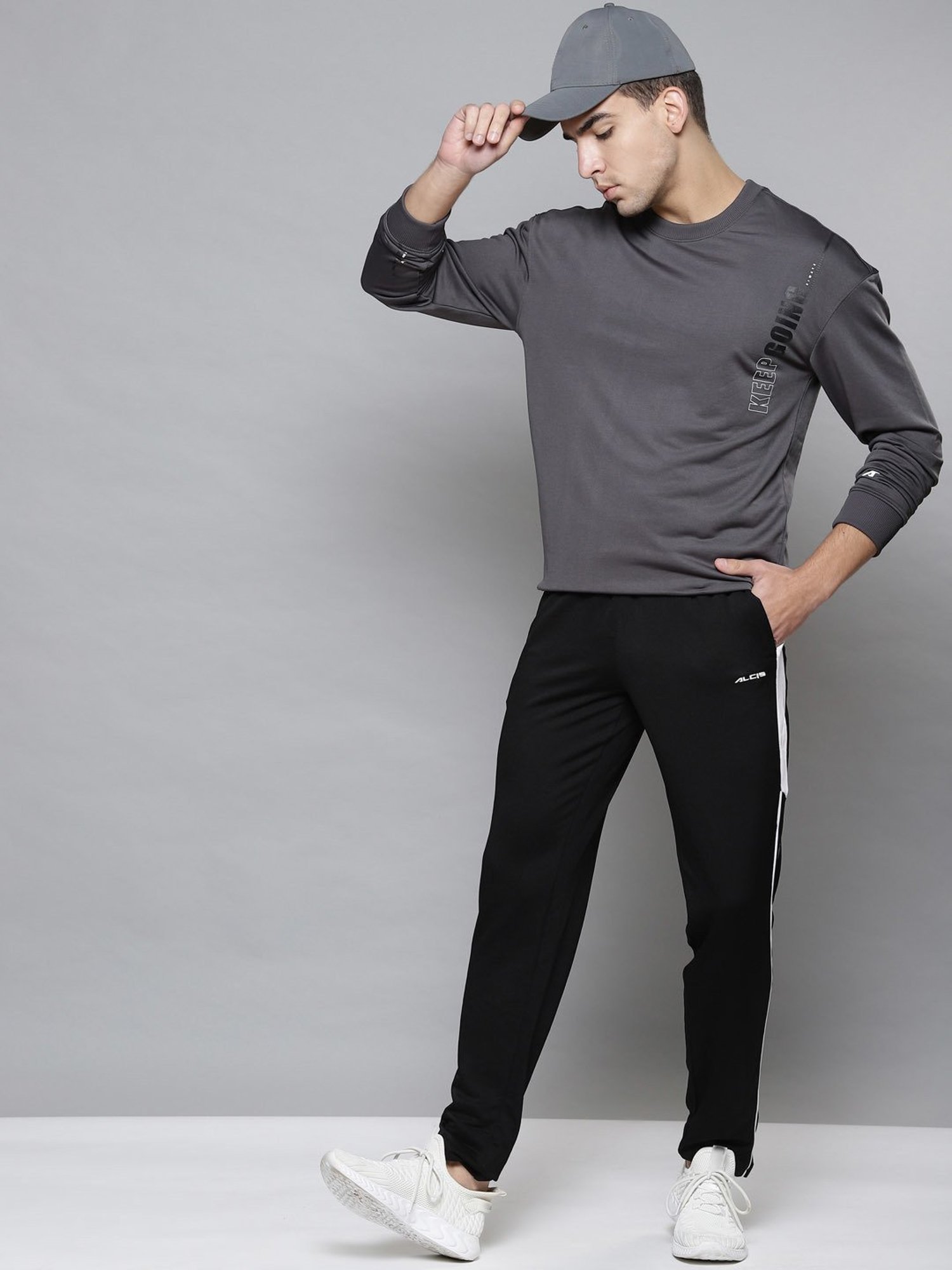 ALCIS Grey Slim Fit Printed Sweatshirt