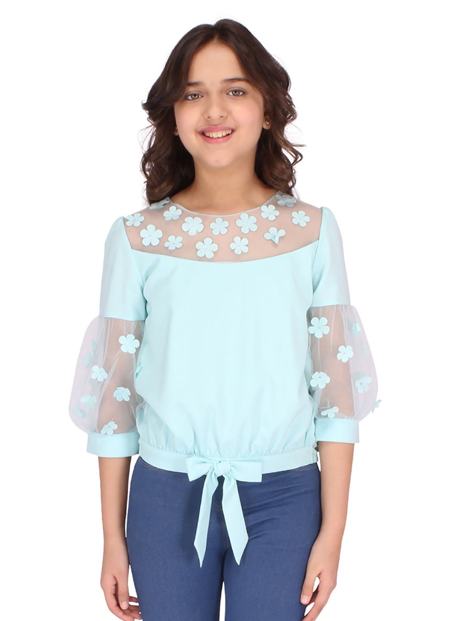 Cutecumber Kids Turquoise Applique Top