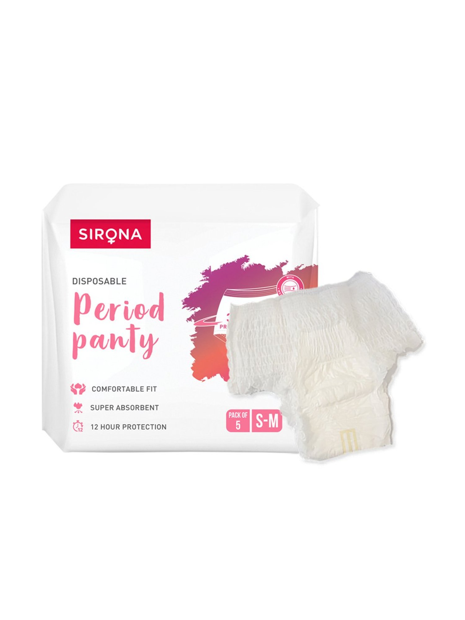 Sirona Disposable Period Panties for Women (S-M) - Pack of 5