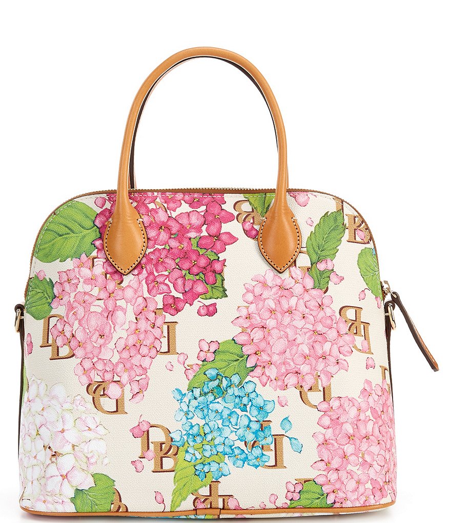 Dooney & Bourke Signature Hydrangea Monogram Collection Large Floral Domed Satchel Bag