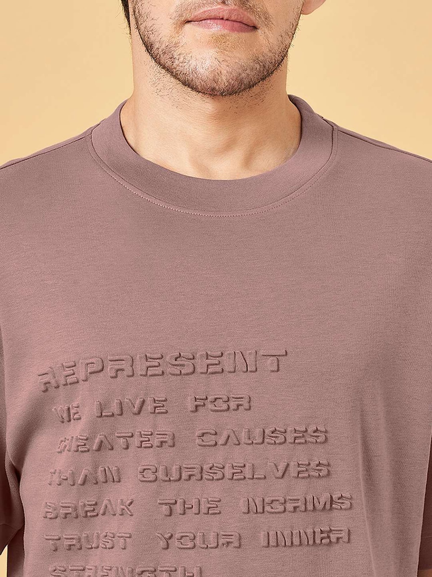 Street 808 By Pantaloons Twilight Mauve Boxy Fit T-Shirt