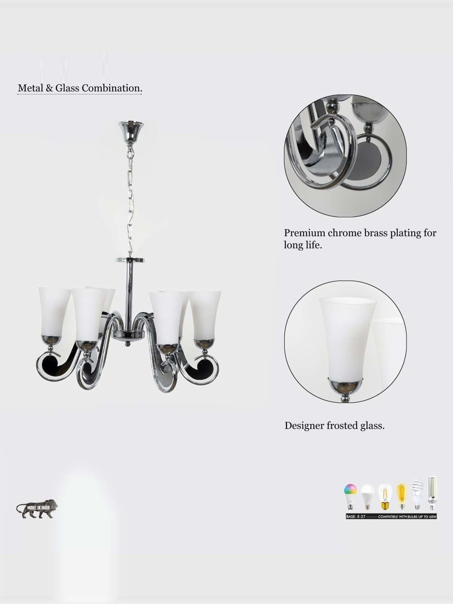 Kapoor Lamp Shades Antique Brass & Champagne Catalina 5 Light Chandelier