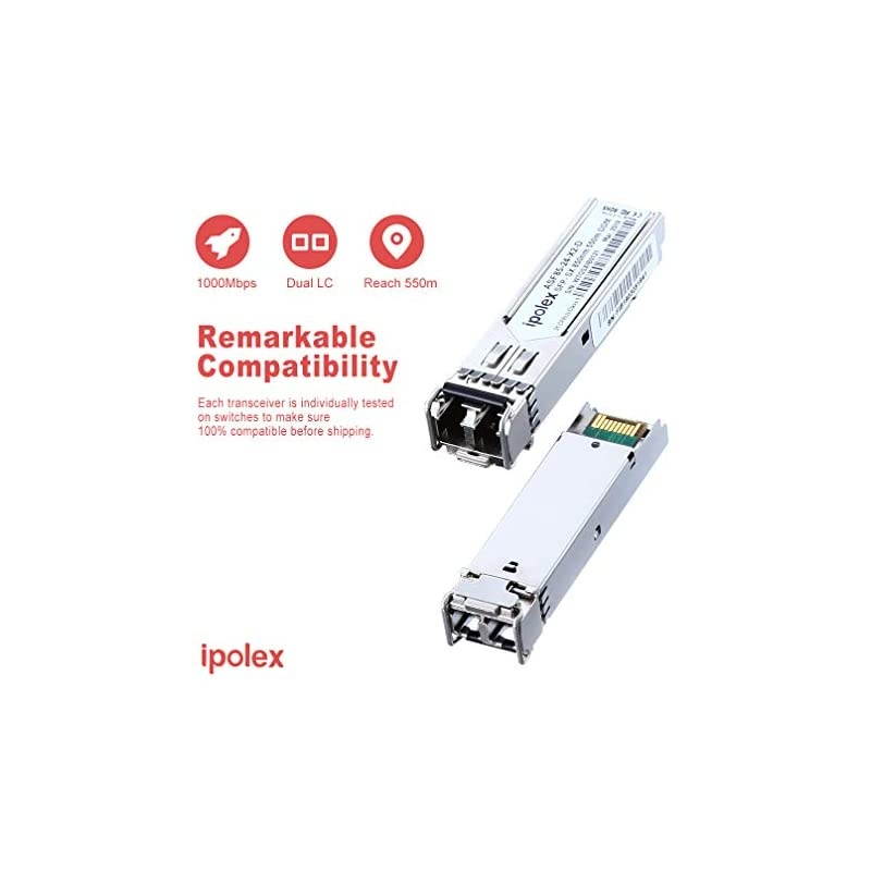 SFP MultiMode 1000BaseSX Transceiver Module for Cisco GLCSXMMD Cisco Meraki Ubiquiti Netgear DLink Supermicro Mikrotik MMF 850nm 550Meter LC DDM