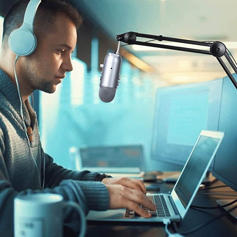 Microphone Boom Arm Stand Heavy Duty Adjustable Suspension Scissor amp Spring Builtin Mic Stand For Blue Yeti Snowball Microphone amp Blue Yeti Nano