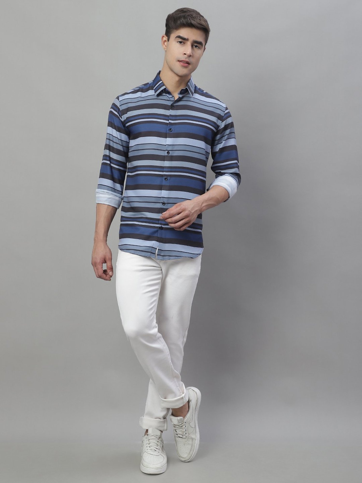 Jainish Multicolor Regular Fit Striped Cotton Shirt