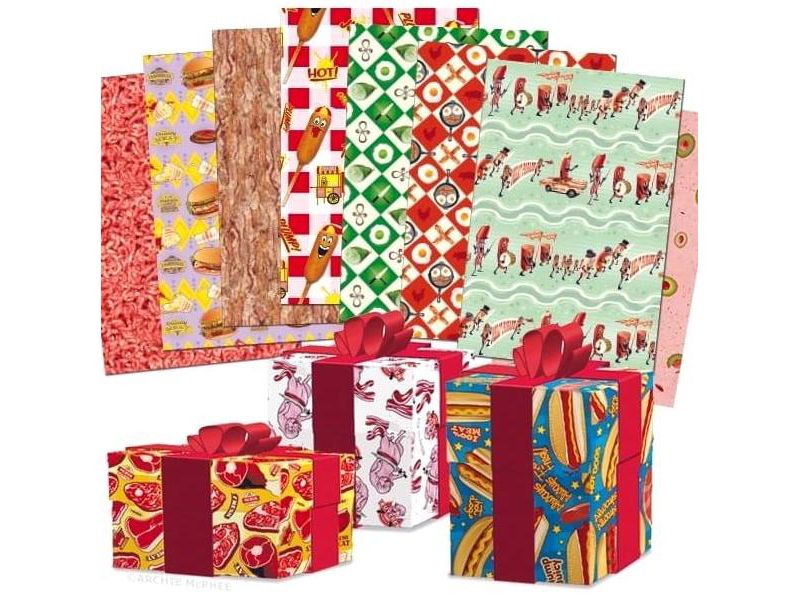 Accoutrements Meat Parade 12-Sheet Gift Wrapping Paper Book