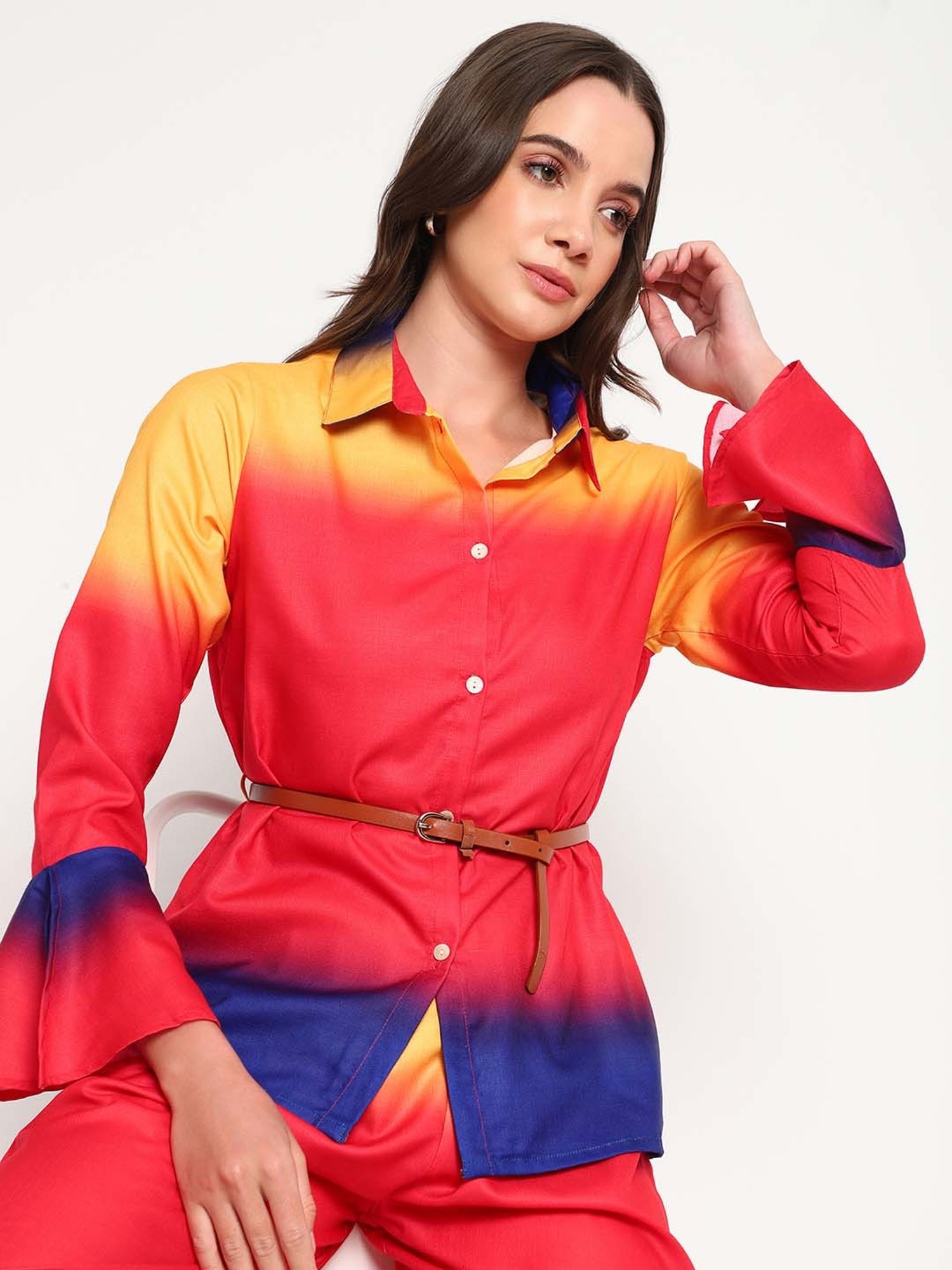 Sringam Multicolored Cotton Tie & Dye Shirt Pant Set