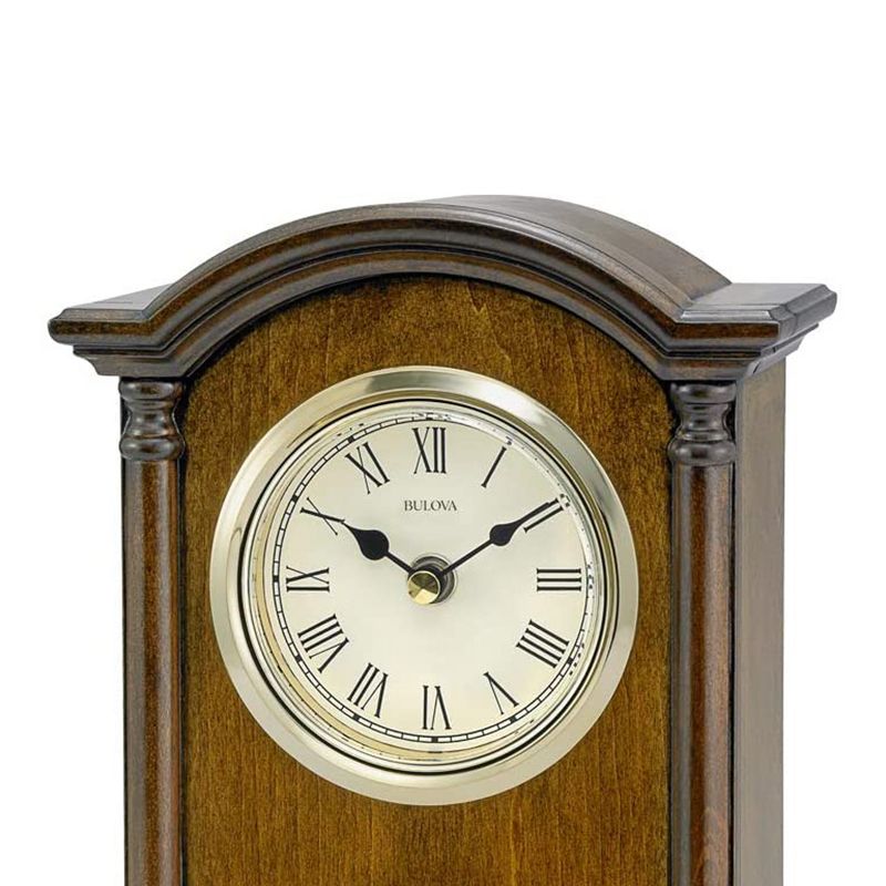 Bulova Clocks B7466 Dalton Chiming Pendulum Solid Wooden Table Clock with Gold Tone Pendulum and Protective Lens, Walnut Finish
