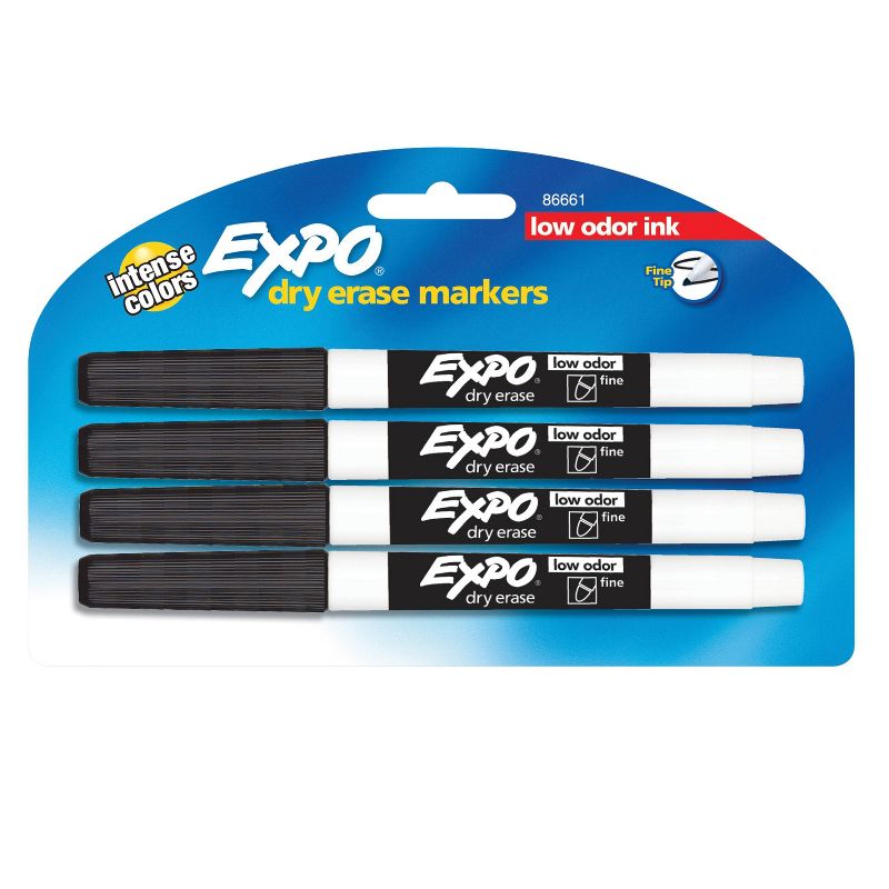 Expo Fine Tip Dry Erase Markers Low Odor 4ct Black Ink