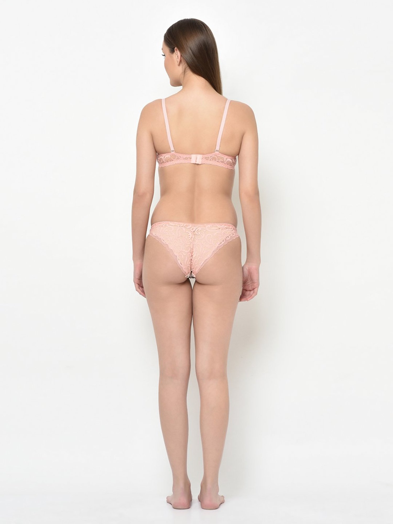 Da Intimo Beige Printed Bra With Bikini Panty