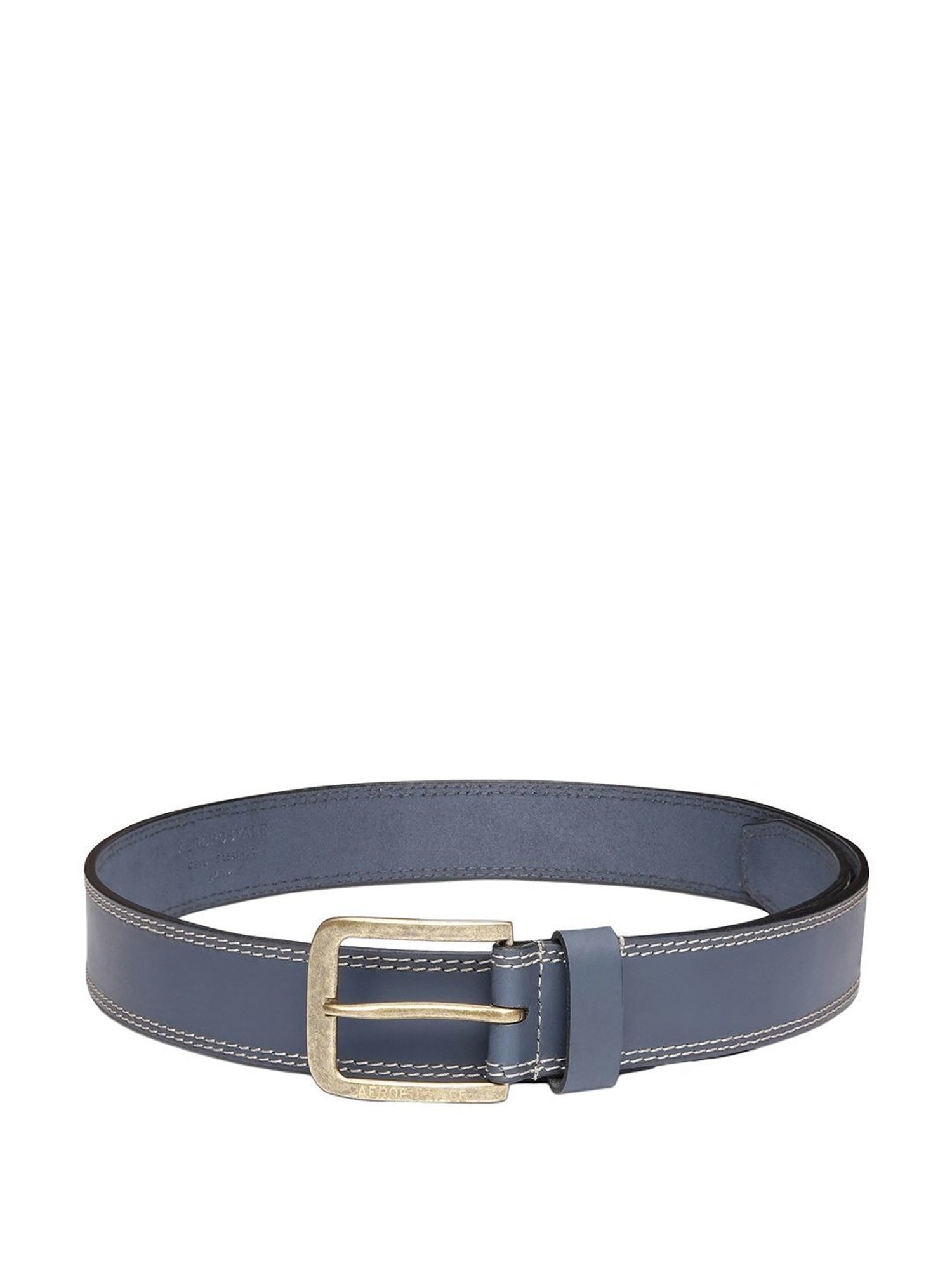 Aeropostale Davie Navy Leather Solid Waist Belt For Men