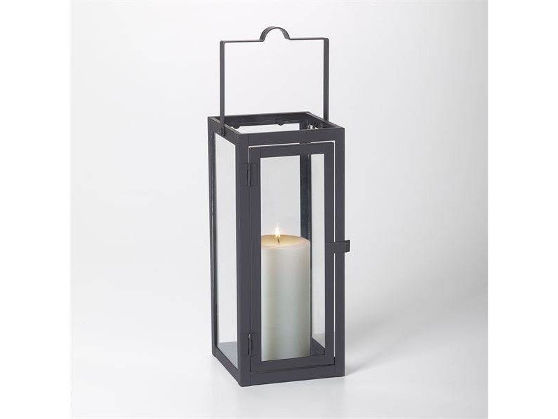 12" Marco Glass Metal Outdoor Lantern with Open Top Black - Smart Living