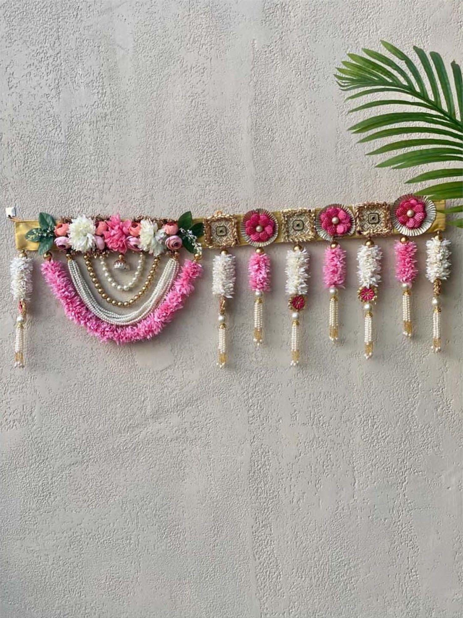 Mason Home White & Pink Toran No - 7