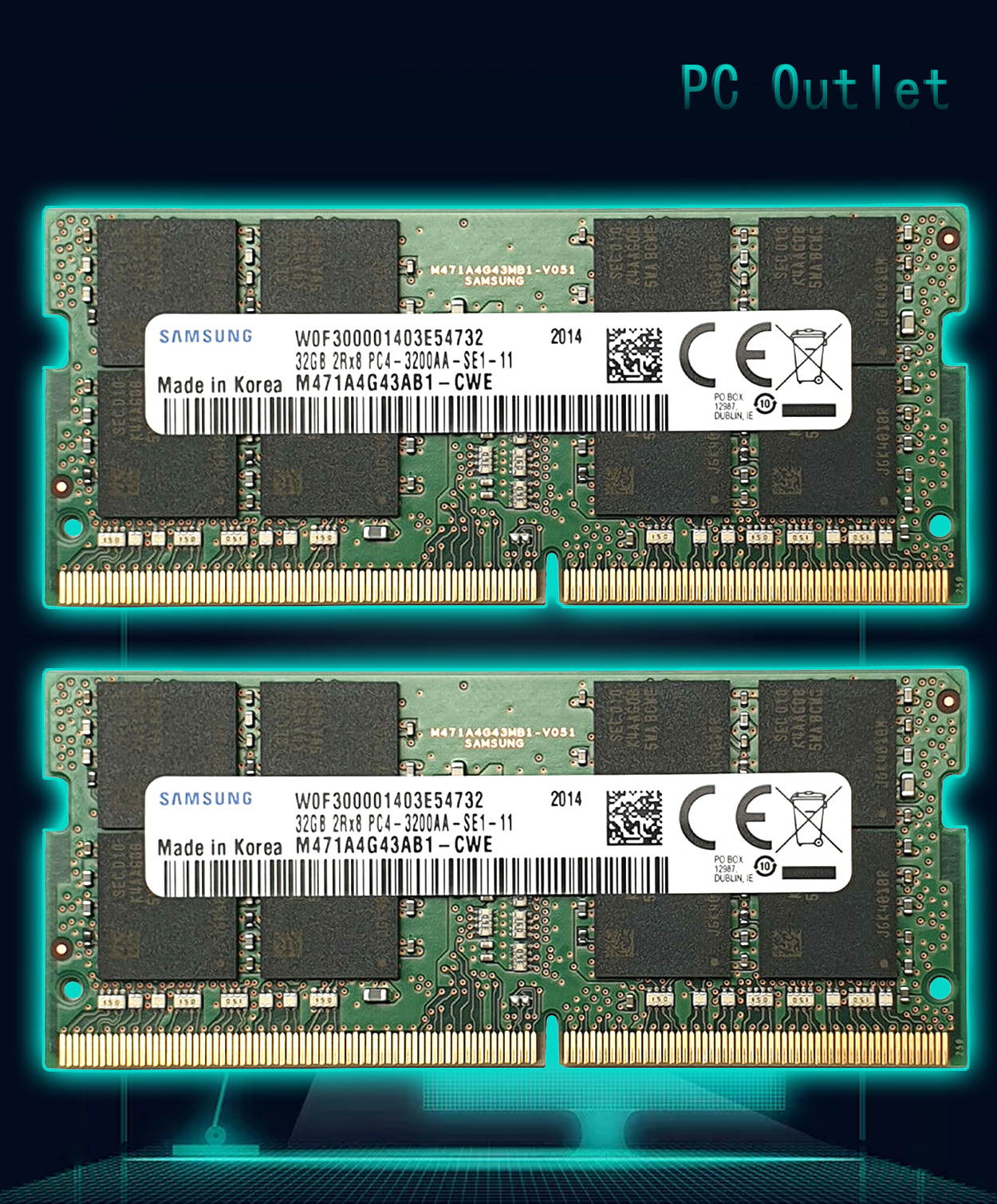 64GB (2X32GB) Samsung M471A4G43AB1-CWE PC4-3200AA Laptop Memory RAM 260-pin DDR4 3200MHz SODIMM 1.2V
