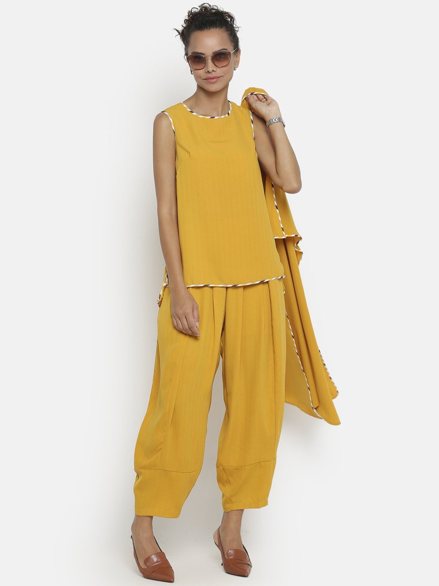 Office & You Yellow Mid Rise Harem Pants