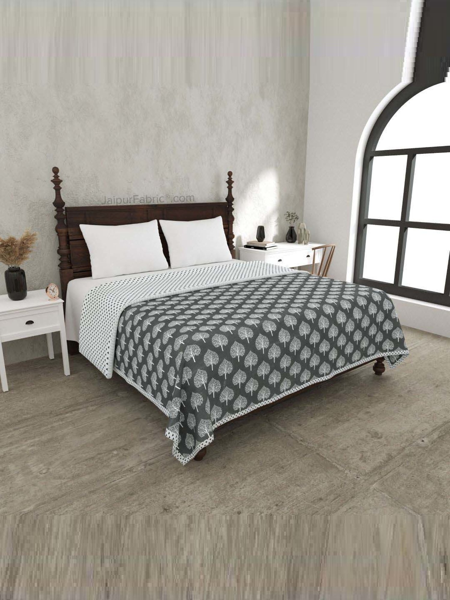 JaipurFabric Grey Mulmul Cotton 150 GSM Reversible Ac Dohar