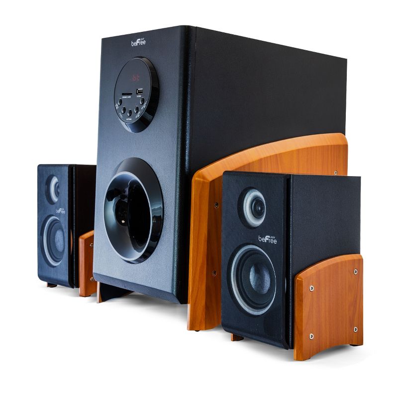 beFree Sound 5.1 Channel Bluetooth Surround Sound Speaker System in Wood