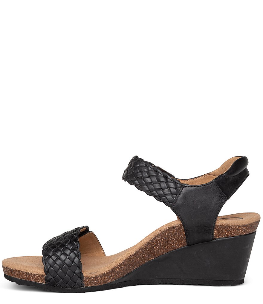 Aetrex Grace Woven Leather Wedge Sandals