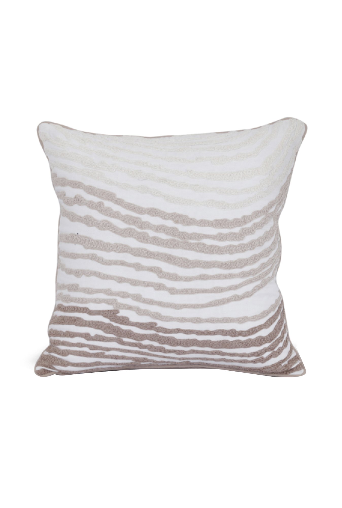 Maspar Corded Emb Neutral 100% Cotton Cushion Cover