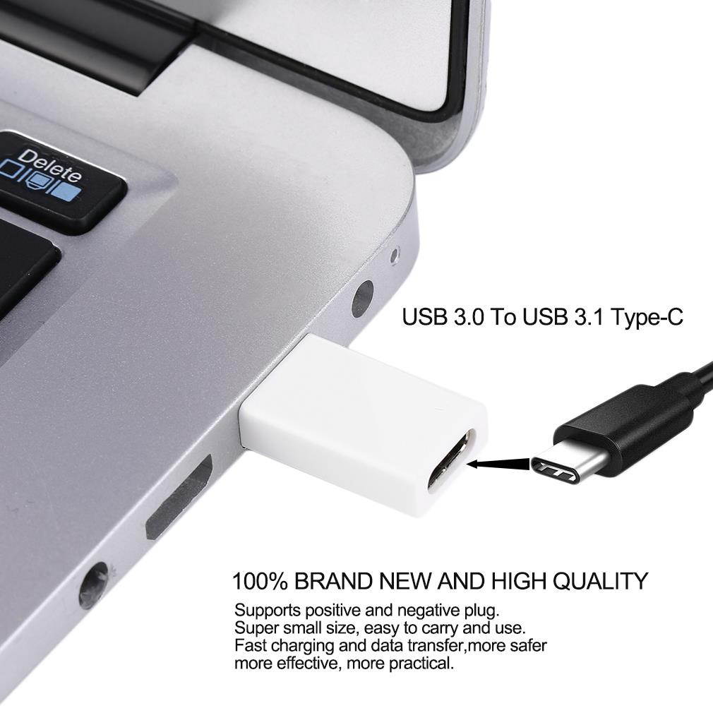 Portable USB 3.0 To USB 3.1 Type-C Adapter Converter Male To Female Converter white
