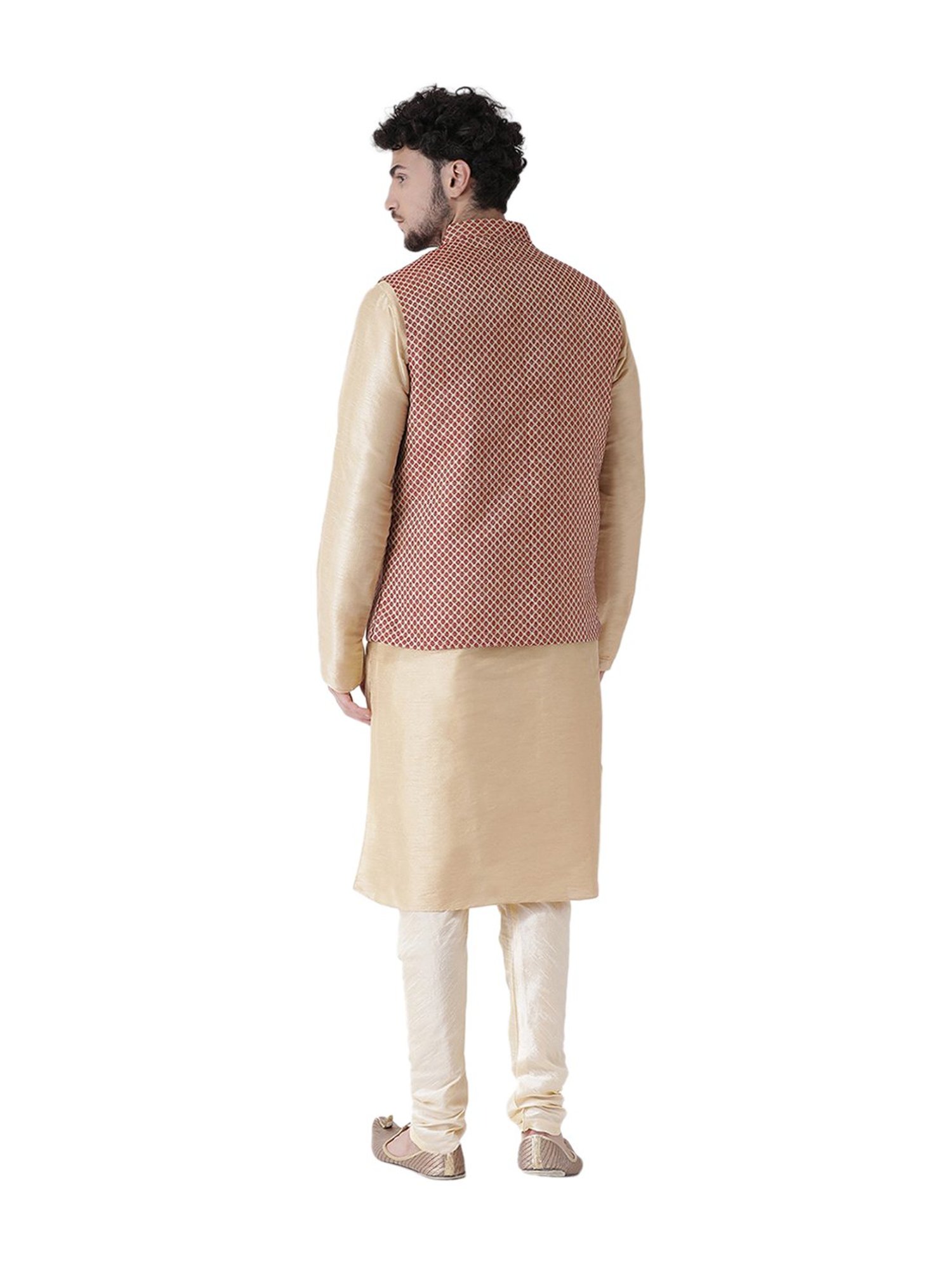 Tabard Maroon & Beige Regular Fit Suit
