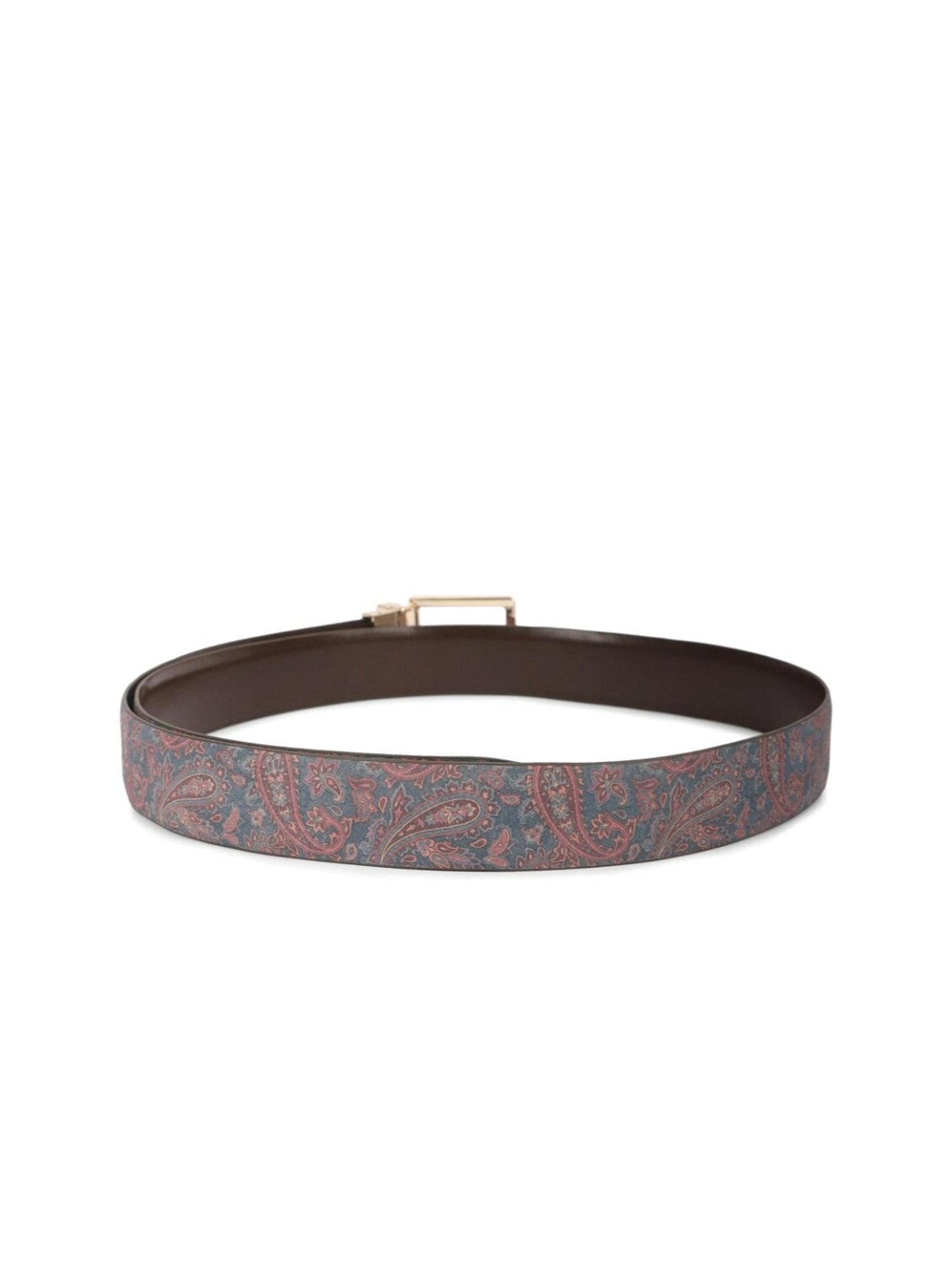 Simon Carter Multicolor Leather Printed Reversible Belt for Men