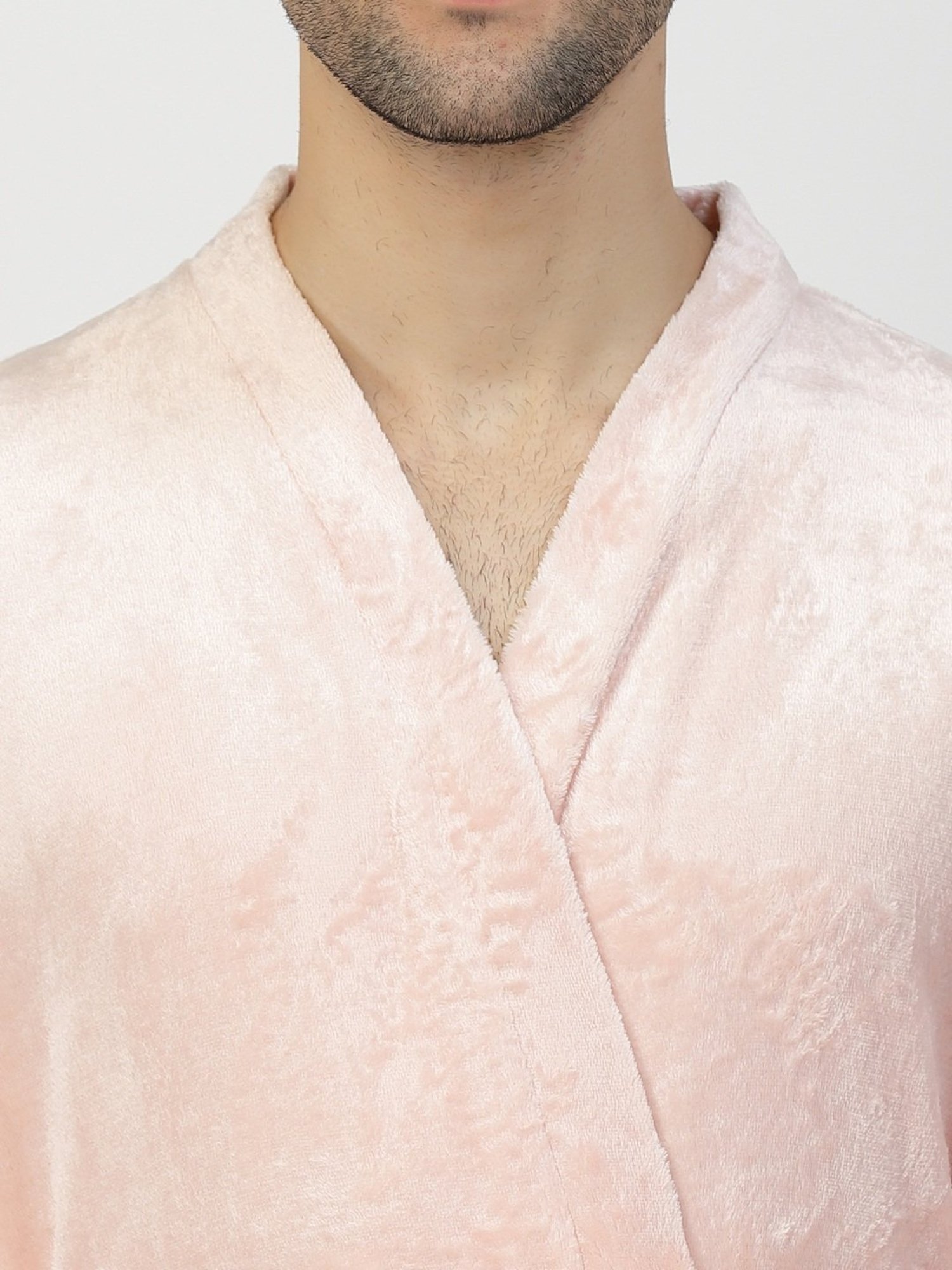 Klotthe Embellished Pink 210 GSM Cotton Bath Robe with Belt