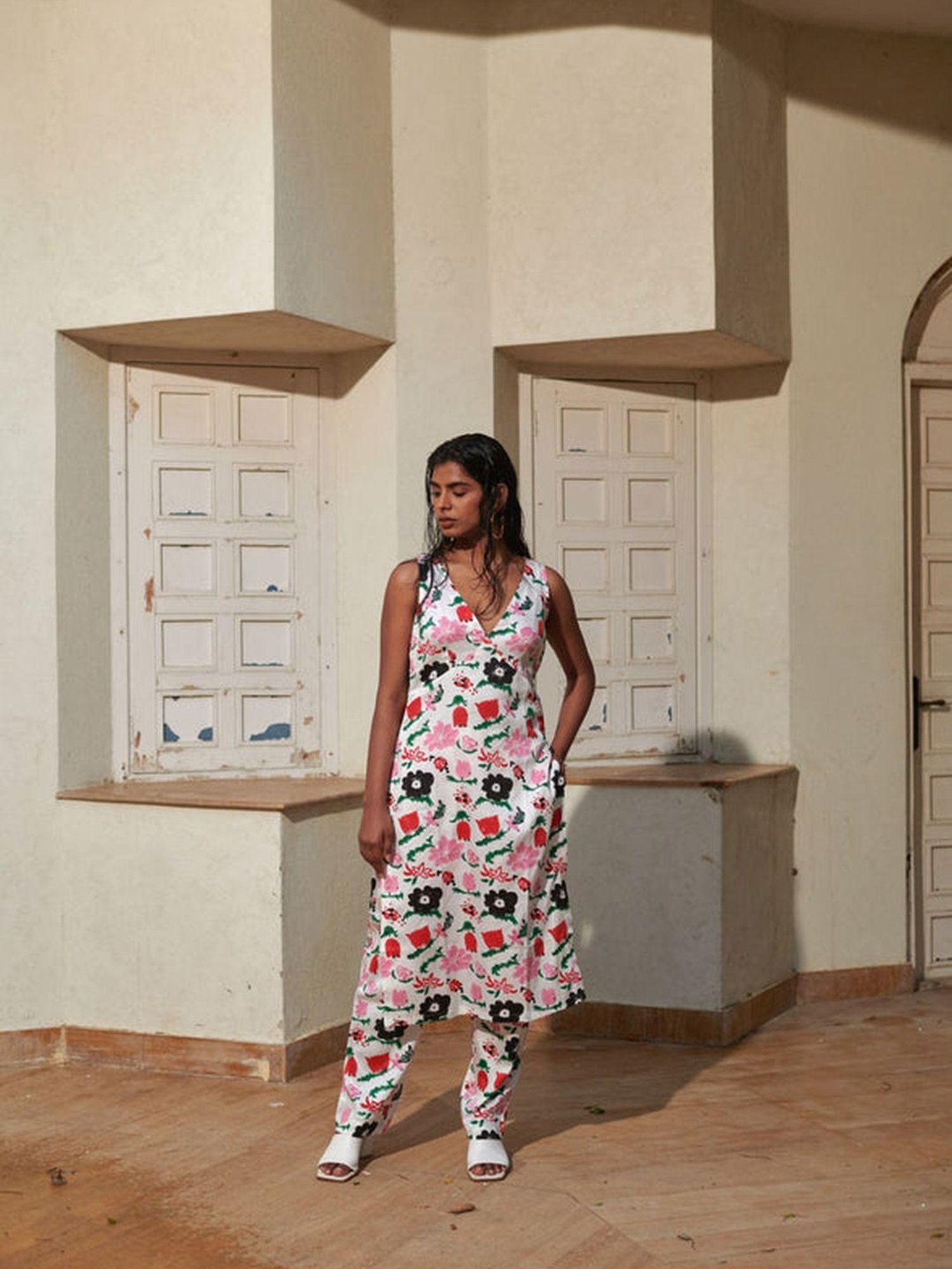 Khajoor Studio Multi-coloured Sundaze Jardin Spray Kurta & Pant Co-ord Set