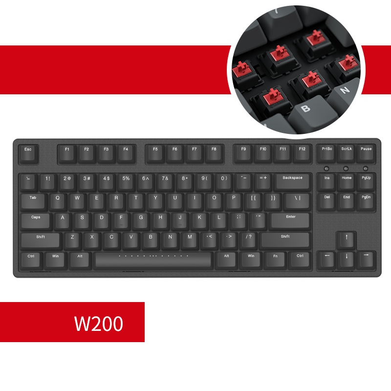 iKBC Typeman W200  2.4Ghz Wireless 87 keys PBT Keycaps Mechanical Gaming Keybaord-Cherry MX Blue( Black)
