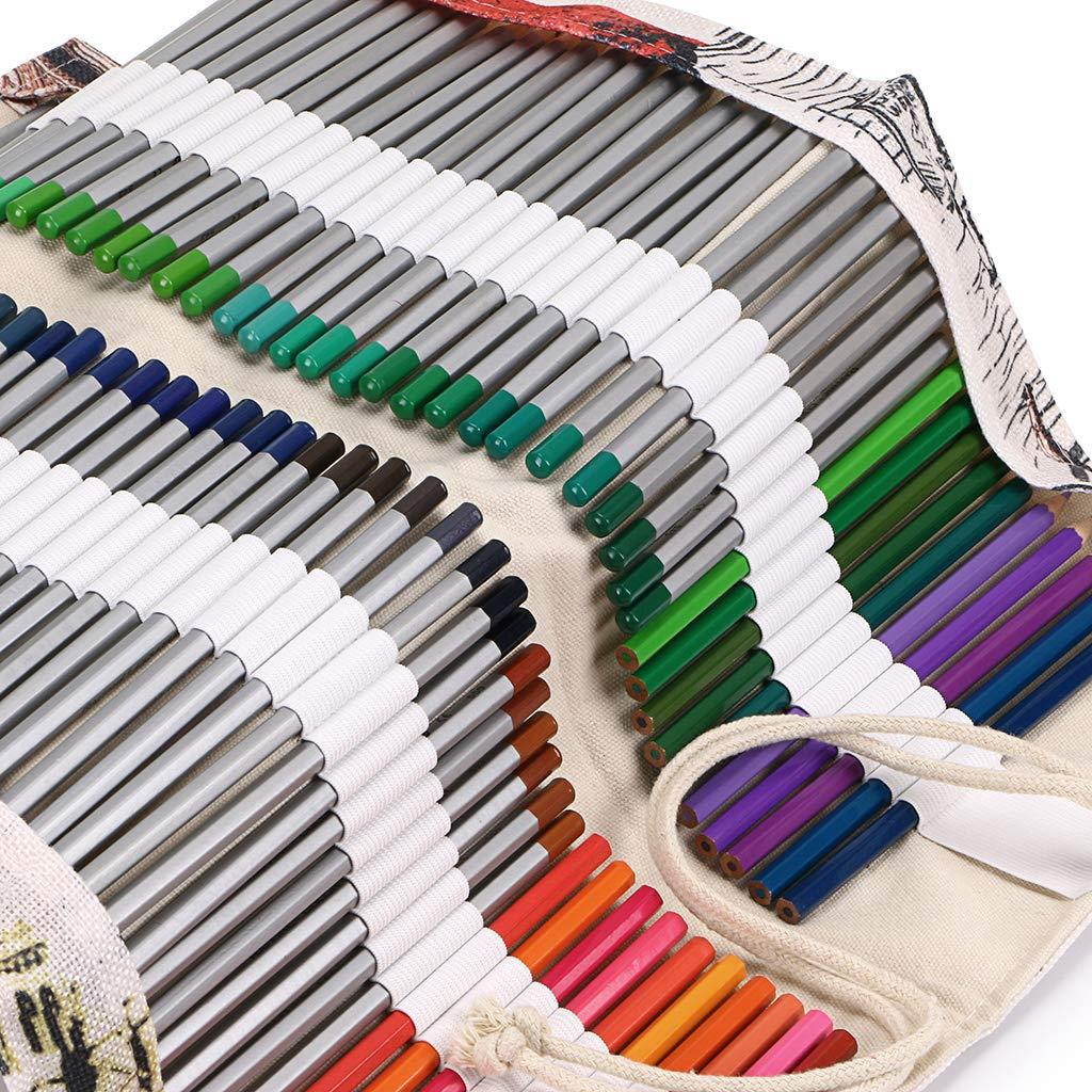 BTSKY Canvas 108 Slot Pencil Roll Wrap-Pencil Pouches Holder Fit for Prismacolor Premier Colored Pencils (108 Slot Building)