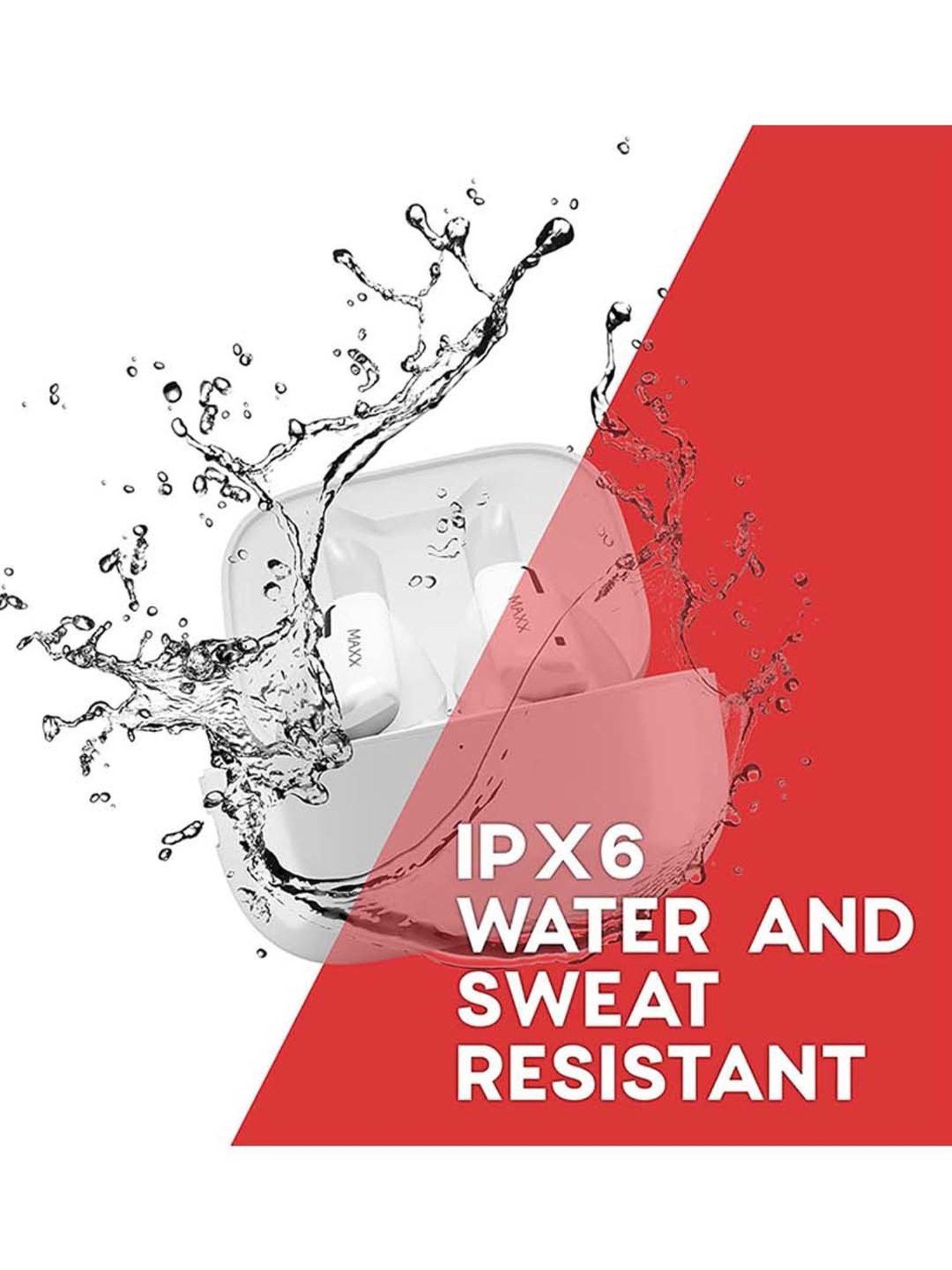 Maxx PX2 Truly Wireless Earbuds with IPX6 Water and Sweat Resistant (White)