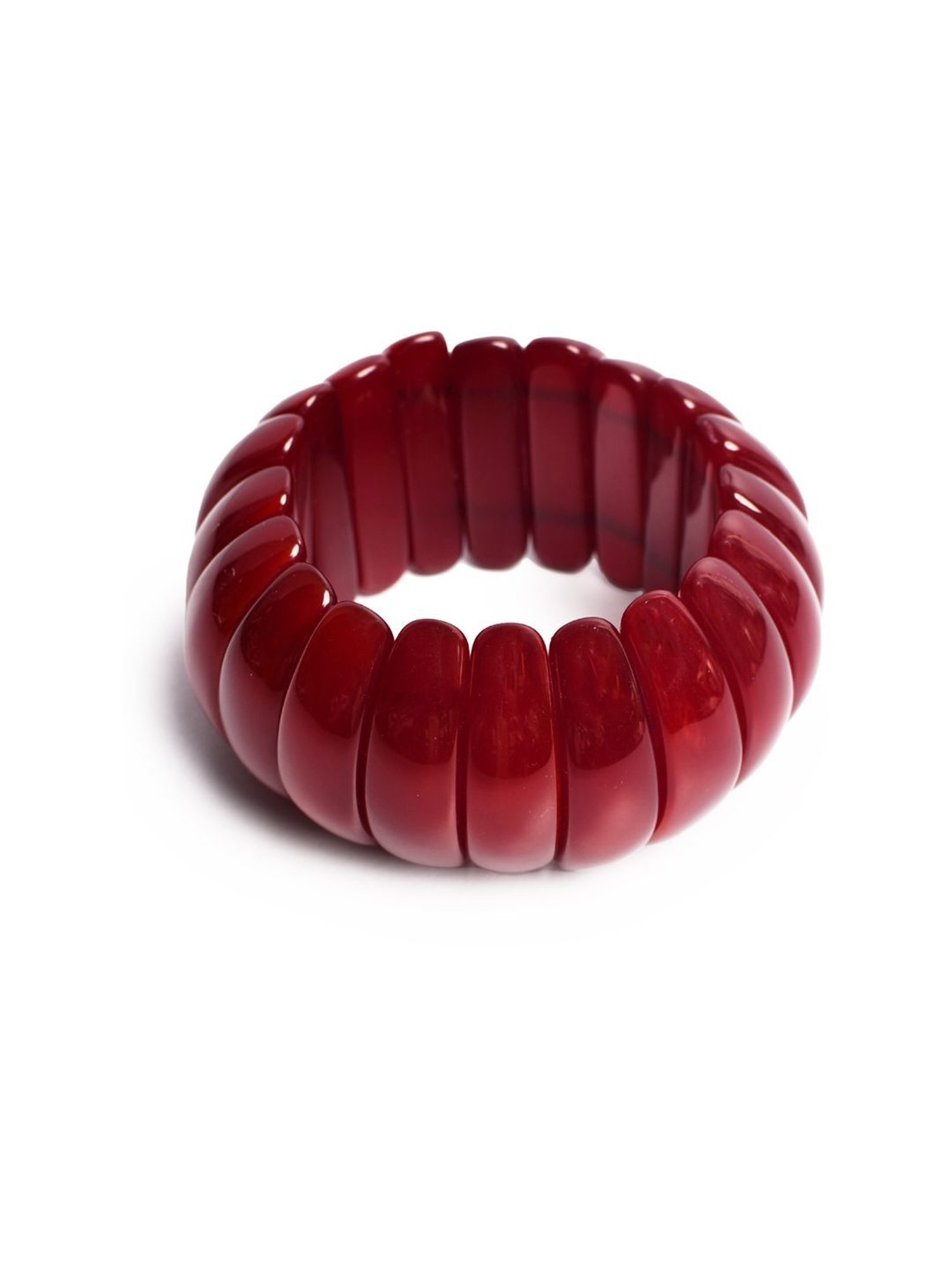 IMLI STREET Maroon Artificial Beaded Stretchable Bracelet for Women