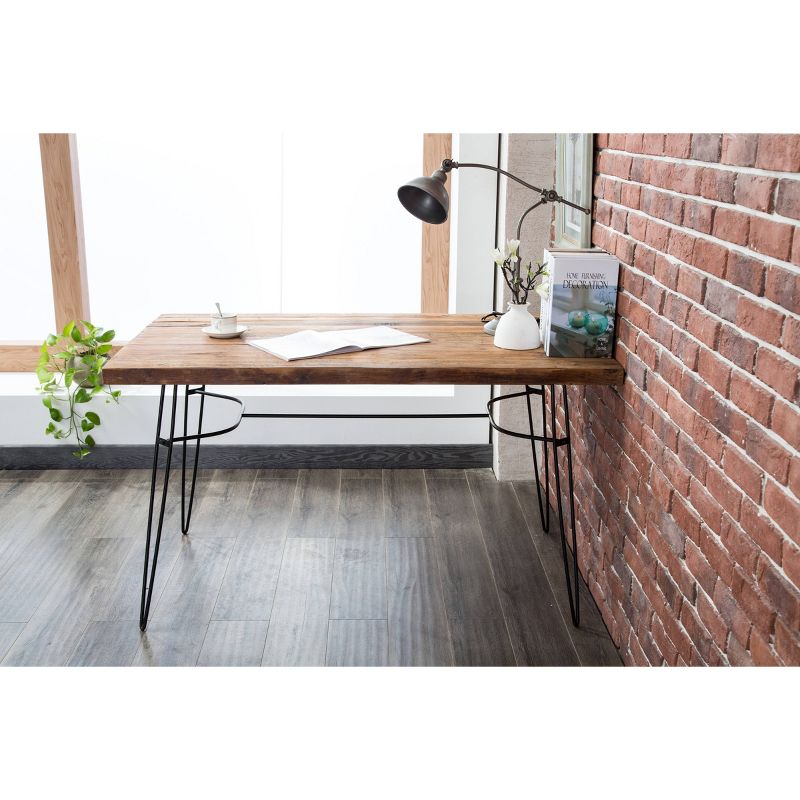 54" Lantana Reclaimed Wood Dining Table/Desk Brown/Black - Summerland Home