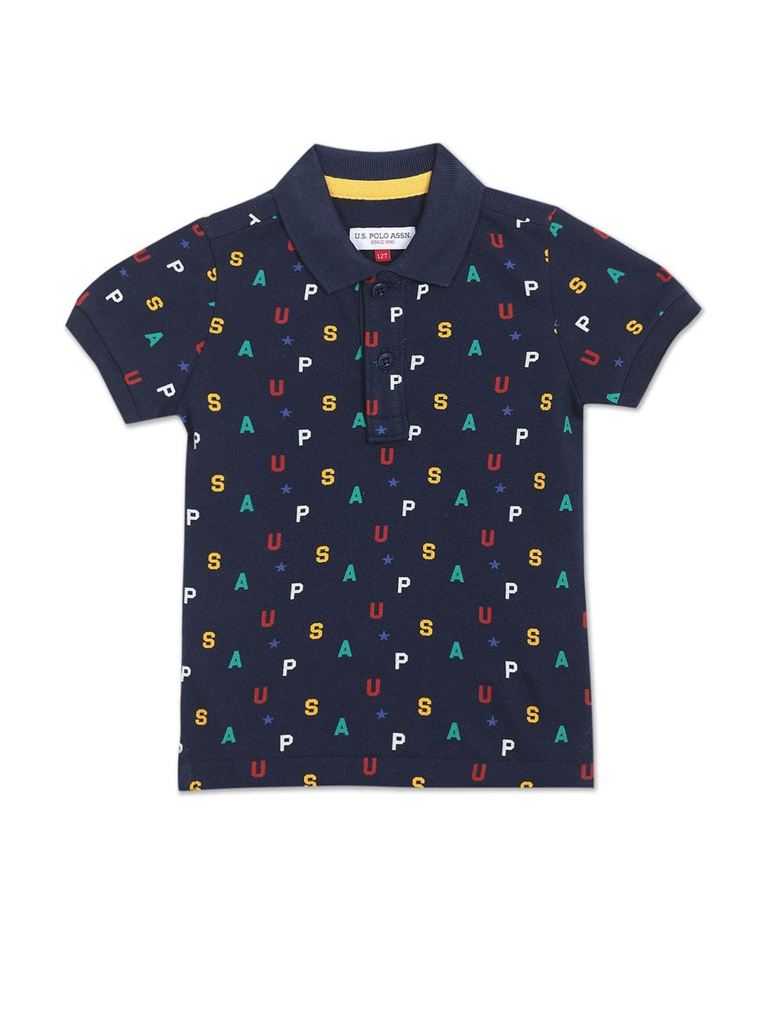 Allen Solly Junior Yellow Logo Print Polo T-Shirt