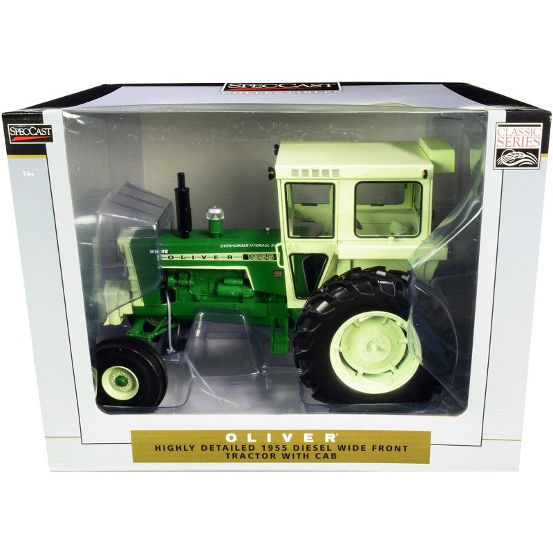 Oliver 1955 Wide Front Diesel Tractor with Cab Green "Classic Series" 1/16 Diecast Model by SpecCast